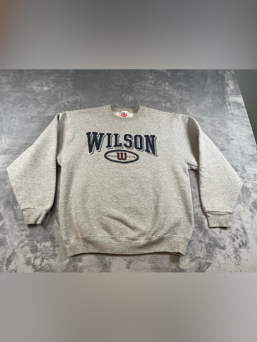 Wilson Gray Crewneck Sweatshirt with Navy and Maroon Logo